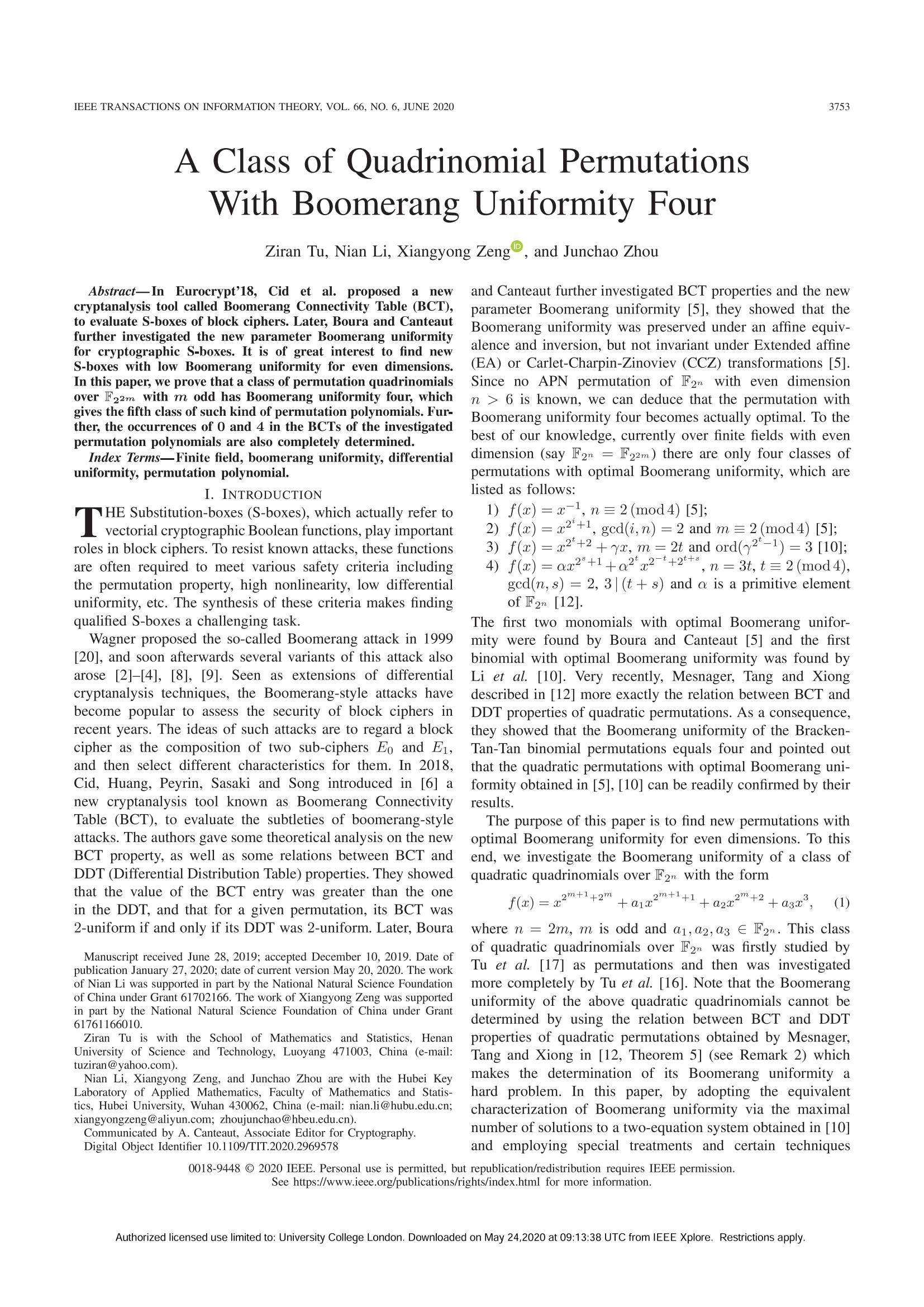 期刊论文-A Class of Quadrinomial Permutations With Boom