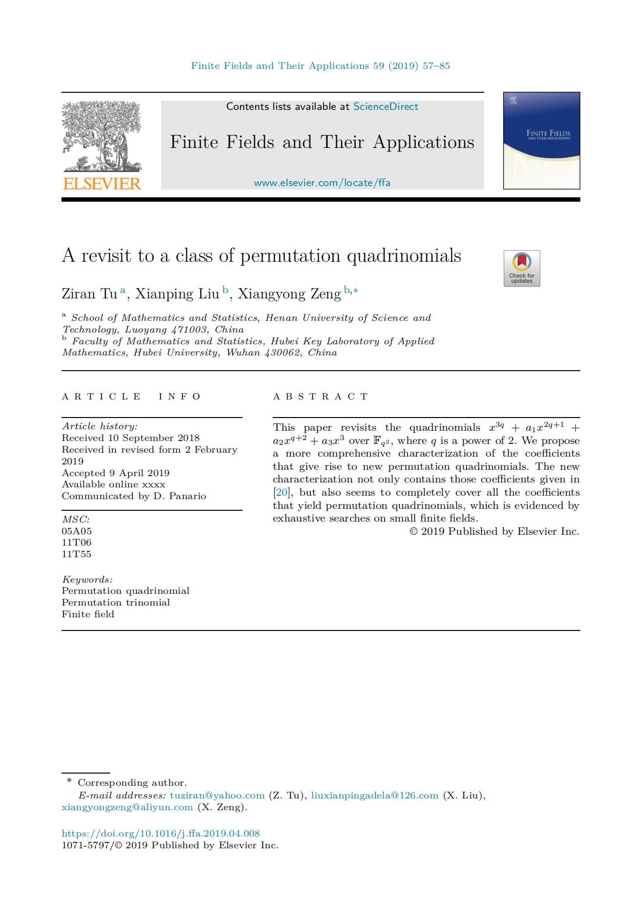 A revisit of to a class of permutation quadrinomials_00.jpg